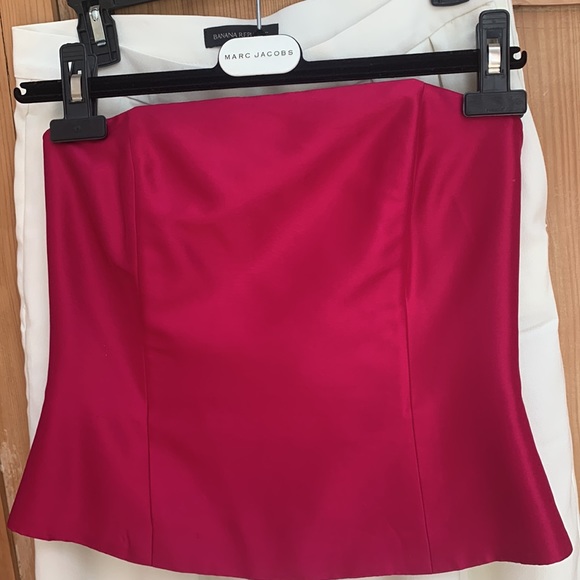 Barbicore 💕Magenta Hot Fuchsia Pink Bandeau Crop Tube Top Corset 💯 Silk Barbie - Picture 1 of 16